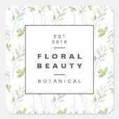 Moderne botanische groen vierkante sticker (Voorkant)