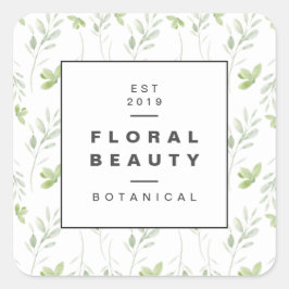 Moderne botanische groen vierkante sticker