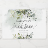 Moderne botanische groene blad gouden Bruidsdouche Sparkling Wijnetiket (Enkel label)