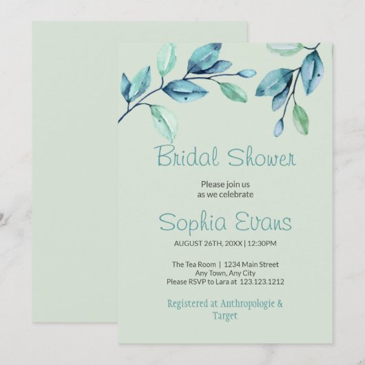 Moderne botanische groene bladeren Groene Vrijgeze Kaart (Voorkant / Achterkant)