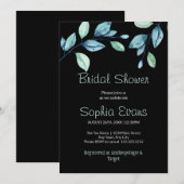 Moderne botanische groene bladeren zwart Vrijgezel Kaart (Voorkant / Achterkant)