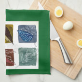 Moderne botanische groene bladpatroon theedoek (Quarter Fold)