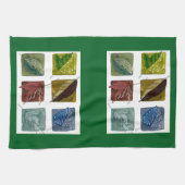 Moderne botanische groene bladpatroon theedoek (Horizontaal)