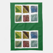 Moderne botanische groene bladpatroon theedoek (Verticaal)