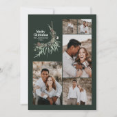 Moderne botanische groene chic met meerdere foto's feestdagenkaart (Voorkant)