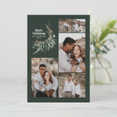 Moderne botanische groene chic met meerdere foto's feestdagenkaart (Staand voorkant)