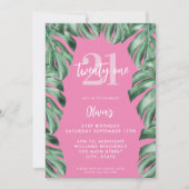 Moderne botanische groene elegante 21e verjaardag kaart (Voorkant)