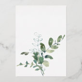 Moderne botanische groene eucalyptusbruiloft folie uitnodiging (Achterkant)