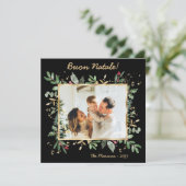 Moderne botanische groene foto Buon Natale Feestdagenkaart (Staand voorkant)