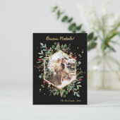 Moderne botanische groene foto Buon Natale Feestdagenkaart (Staand voorkant)