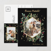 Moderne botanische groene foto Buon Natale Feestdagenkaart (Voorkant / Achterkant)