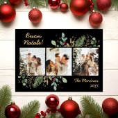 Moderne botanische groene foto Buon Natale Feestdagenkaart