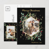 Moderne botanische groene foto feestdagenkaart (Voorkant / Achterkant)
