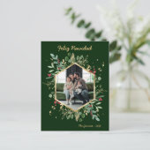 Moderne botanische groene foto Feliz Navidad Feestdagenkaart (Staand voorkant)