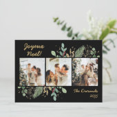 Moderne Botanische Groene Foto Gelukkig Kerstmis Feestdagenkaart (Staand voorkant)