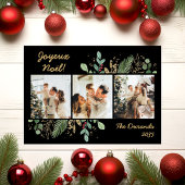 Moderne Botanische Groene Foto Gelukkig Kerstmis Feestdagenkaart