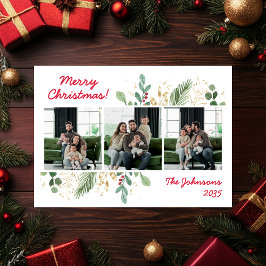 Moderne botanische groene foto vakantiekaart feestdagenkaart