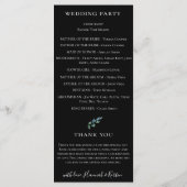 Moderne Botanische Groene Huwelijk Programmakaart (Achterkant)