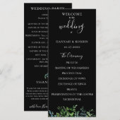 Moderne Botanische Groene Huwelijk Programmakaart (Voorkant / Achterkant)