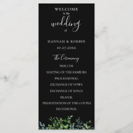 Moderne Botanische Groene Huwelijk Programmakaart