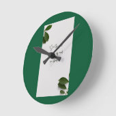 Moderne botanische groene wandklok (Hoek)