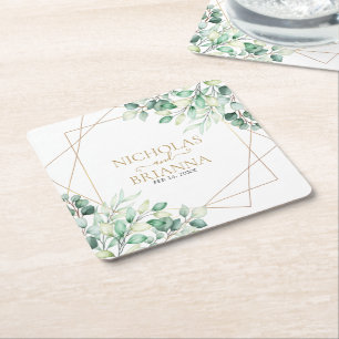 Moderne botanische groenery Eucalyptus Gold Weddin Kartonnen Onderzetters