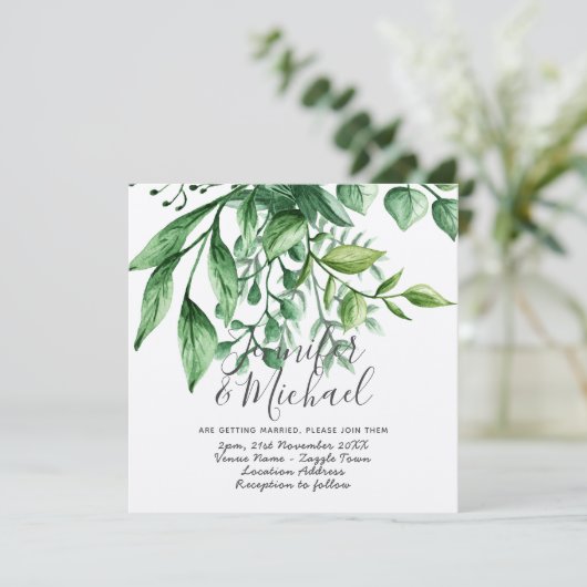 Moderne botanische handgeschreven bruiloft Kraft Kaart (Staand voorkant)