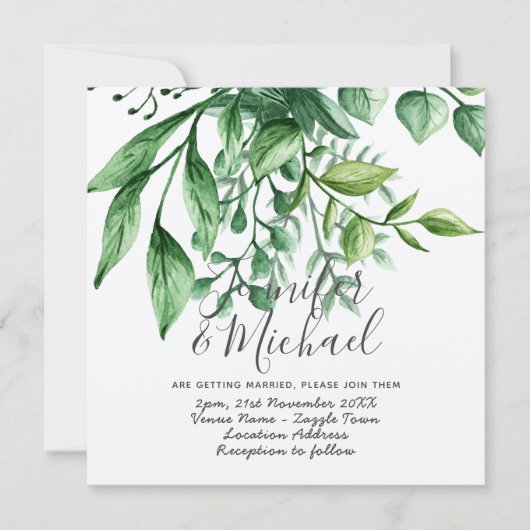 Moderne Botanische Handgeschreven Trouw Kraft Kaart (Voorkant)