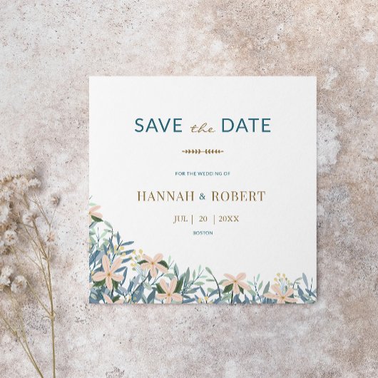Moderne Botanische Huwelijks Wildbloem Save the Da Date