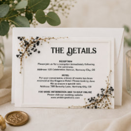Moderne Botanische Huwelijksdetails Bijlagekaart RSVP Kaartje