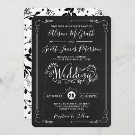 Moderne  Botanische Huwelijksretro Uitnodigen Kaart