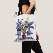 Moderne Botanische Indoor Plant illustratie Tote Bag (Dichtbij)
