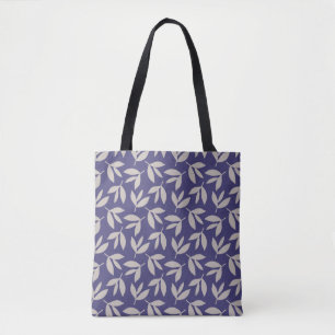 Moderne botanische inspiratie blauw & grijs tote bag