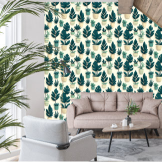 Moderne botanische kamerplant voor luxe Airbnb Behang