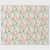 Moderne Botanische Kerst Rood en Groen Cadeaupapier (Vlak)