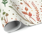 Moderne Botanische Kerst Rood en Groen Cadeaupapier (Rol Hoek)