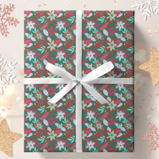 Moderne Botanische kerstfeestdag Cadeaupapier