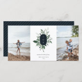 Moderne botanische kerstkaart met foto (Voorkant / Achterkant)