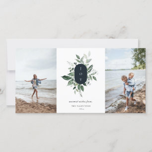 Moderne botanische kerstkaart met foto