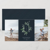 Moderne botanische kerstkaart met foto, blauw (Voorkant / Achterkant)