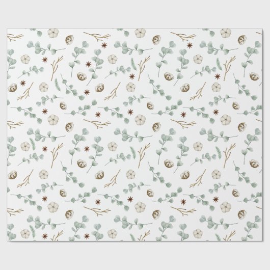 Moderne Botanische Kerstmis Cadeaupapier (Vlak)