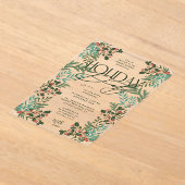 Moderne Botanische Klassieke Kerstfeest Acryl Uitnodigingen (Laagn)