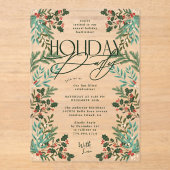 Moderne Botanische Klassieke Kerstfeest Acryl Uitnodigingen (Voorkant)