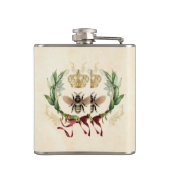 Moderne  botanische koningin heupfles (Achterkant)