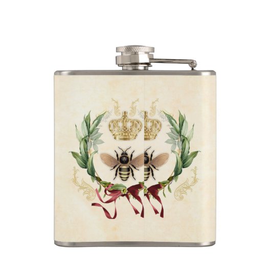 Moderne  botanische koningin heupfles (Achterkant)