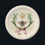 Moderne  botanische koningin papieren bordje<br><div class="desc">Moderne  botanische koningin bijenhoninginsecten,  retro  elegant foliage,  blossom bouquet botanical garden,  zomerlentesflorblaadje,  illustratieluxe waterverf trekken,  kroonkoninginnennectar,  schattige mooie buzzzzaanse schoonheid,  gele vleugelbloemdieren,  gouden natuur van wilde bijen,  insectenhoning, </div>