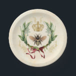 Moderne  botanische koningin papieren bordje<br><div class="desc">Moderne  botanische koningin bijenhoninginsecten,  retro  elegant foliage,  blossom bouquet botanical garden,  zomerlentesflorblaadje,  illustratieluxe waterverf trekken,  kroonkoninginnennectar,  schattige mooie buzzzzaanse schoonheid,  gele vleugelbloemdieren,  gouden natuur van wilde bijen,  insectenhoning, </div>