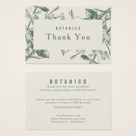 Moderne botanische kooi Floral Visitekaartje (Voorkant /achterkant)