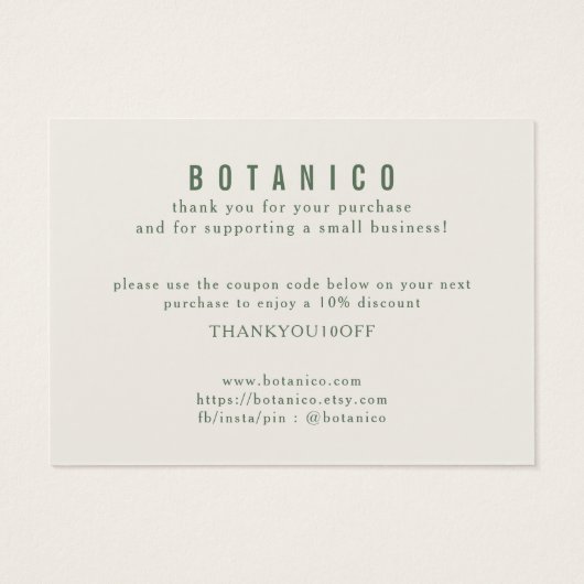 Moderne botanische kooi Floral Visitekaartje (Achterkant)