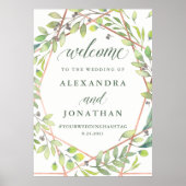 Moderne botanische koperen bliksem Welkomstbord Poster (Voorkant)